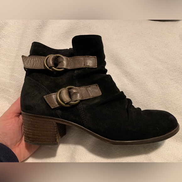 RARE handmade Paul Green Black suede boots with brown accents - Picture 3 of 7